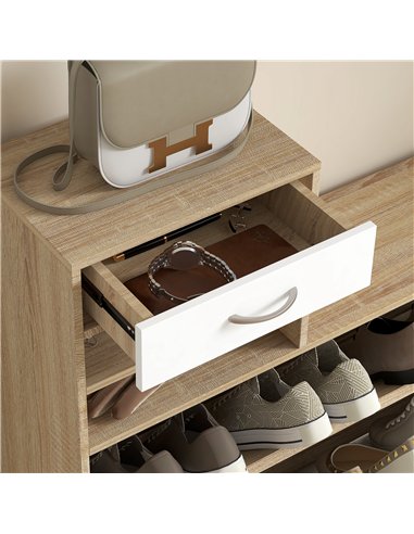 HOMCOM Three-in-One Hallway Storage Set - Natural Wood Finish/White
