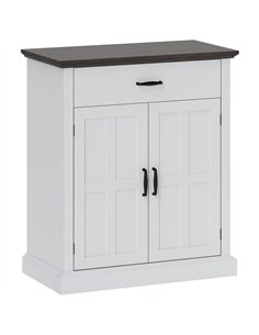 HOMCOM Farmhouse Sideboard with 3 cm Thick Top 2 Barn Doors - White