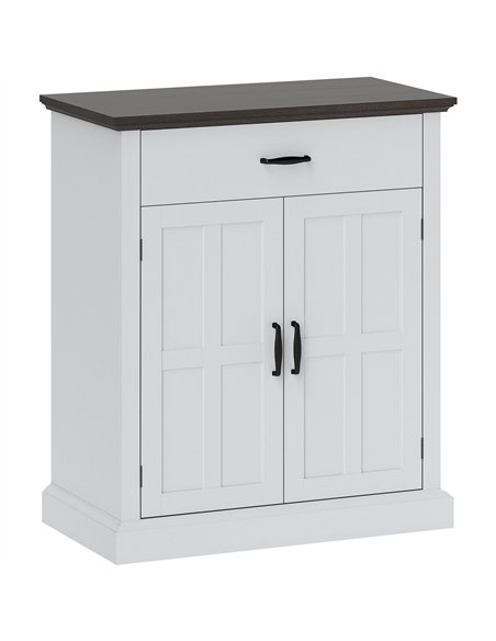 HOMCOM Farmhouse Sideboard with 3 cm Thick Top 2 Barn Doors - White - pic 162291 | FastDaddyshop