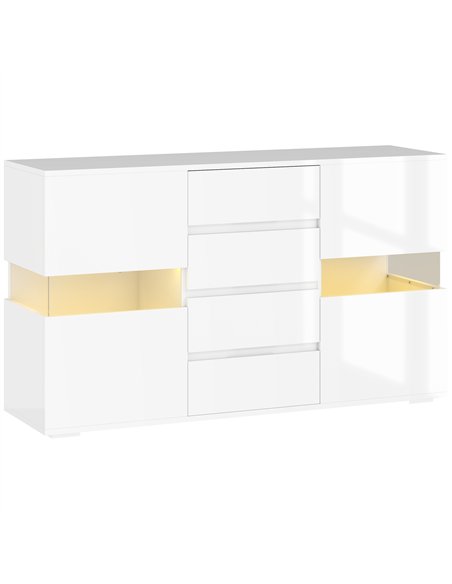 HOMCOM LED Light Sideboard - High Gloss White - pic 162309 | FastDaddyshop