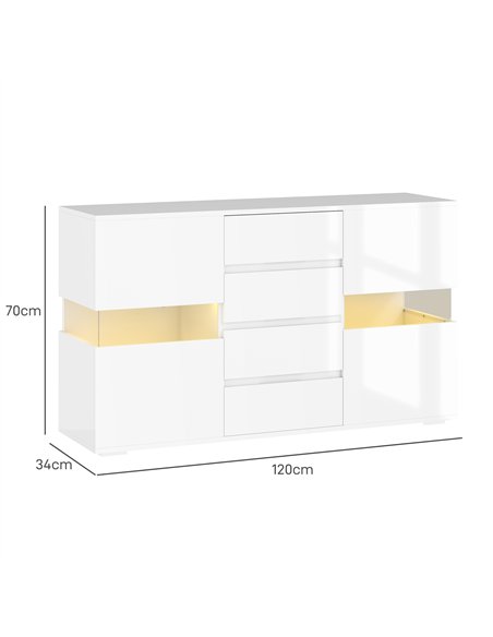 HOMCOM LED Light Sideboard - High Gloss White - pic 162311 | FastDaddyshop