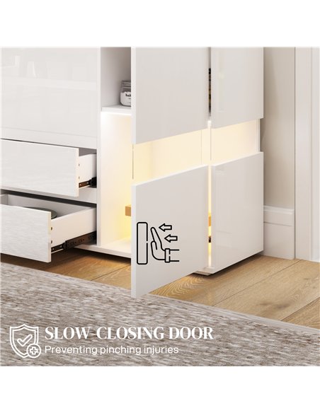 HOMCOM LED Light Sideboard - High Gloss White - pic 162314 | FastDaddyshop
