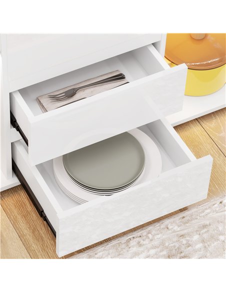HOMCOM LED Light Sideboard - High Gloss White - pic 162316 | FastDaddyshop