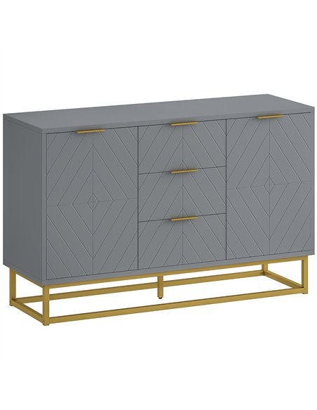 HOMCOM Sideboard with 3 Drawers and Adjustable Shelves for Living Room - Grey - pic 162327 | FastDaddyshop