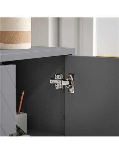 HOMCOM Sideboard with 3 Drawers and Adjustable Shelves for Living Room - Grey