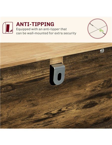 HOMCOM Sideboard with Rubberwood Top and Adjustable Shelves for Dining Room, Kitchen - Rustic Brown - pic 162342 | FastDaddyshop