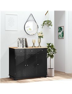 HOMCOM Sideboard with Rubberwood Top and Adjustable Shelves for Dining Room, Kitchen - Black 2