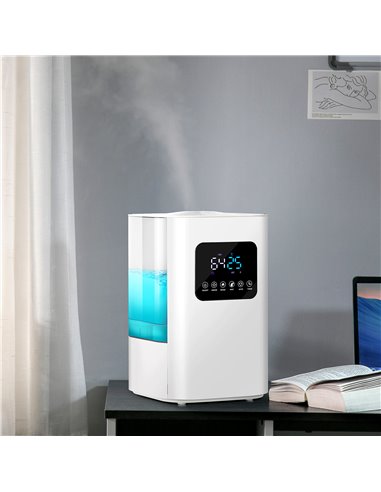 Homcom 6L Warm Cool Mist Air Humidifiers with Remote, LED Display, Quiet Operation, White