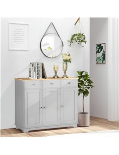 HOMCOM Sideboard with Rubberwood Top and Adjustable Shelves for Dining Room, Kitchen - Grey 2