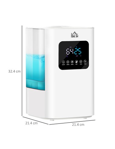 Homcom 6L Warm Cool Mist Air Humidifiers with Remote, LED Display, Quiet Operation, White