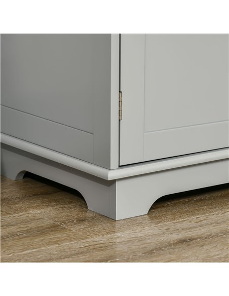 HOMCOM Sideboard with Rubberwood Top and Adjustable Shelves for Dining Room, Kitchen - Grey - pic 162362 | FastDaddyshop