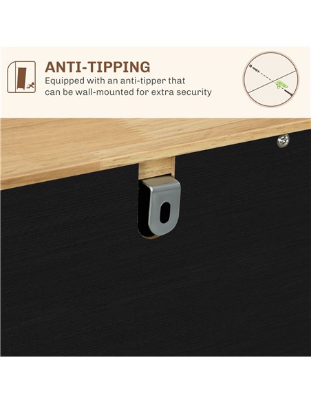 HOMCOM Sideboard with Rubberwood Top and Adjustable Shelves for Dining Room, Kitchen - Black Wood-Effect - pic 162369 | FastDaddyshop