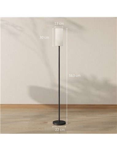 HOMCOM Floor Lamp for Living Room, Modern Standing Lamp with Linen Shade & Foot Switch, Minimalist Tall Pole Lampshade for Bedro