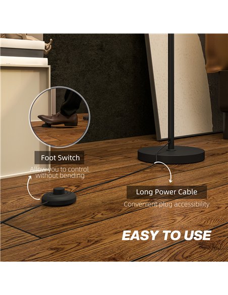 HOMCOM Floor Lamp for Living Room, Modern Standing Lamp with Linen Shade & Foot Switch, Minimalist Tall Pole Lampshade for Bedro - pic 162376 | FastDaddyshop