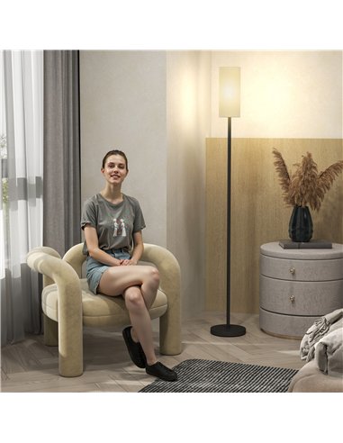 HOMCOM Floor Lamp for Living Room, Modern Standing Lamp with Linen Shade & Foot Switch, Minimalist Tall Pole Lampshade for Bedro