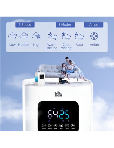 Homcom 6L Warm Cool Mist Air Humidifiers with Remote, LED Display, Quiet Operation, White