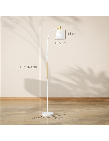 HOMCOM Floor Lamp for Living Room, Spotlight Reading Standing Lamp with Adjustable Height, Rocker on/off Switch, Indoor Task Lig