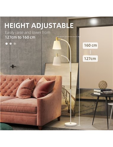 HOMCOM Floor Lamp for Living Room, Spotlight Reading Standing Lamp with Adjustable Height, Rocker on/off Switch, Indoor Task Lig