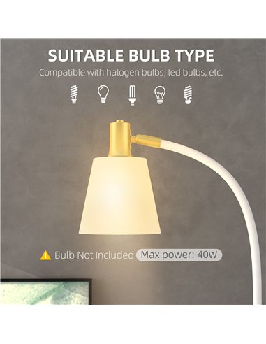 HOMCOM Floor Lamp for Living Room, Spotlight Reading Standing Lamp with Adjustable Height, Rocker on/off Switch, Indoor Task Lig
