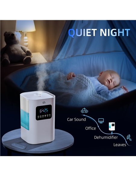 Homcom 6L Warm Cool Mist Air Humidifiers with Remote, LED Display, Quiet Operation, White - pic 16239 | FastDaddyshop
