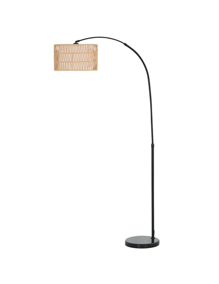 HOMCOM Rattan Floor Lamp for Living Room, Farmhouse Arc Standing Lamp with Dual-Layer Shade & Foot Switch, Height Adjustable Min - pic 162390 | FastDaddyshop