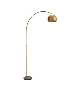 HOMCOM 180cm Arc Floor Lamp for Living Room, Modern Adjustable Standing Lamp with Foot Switch, Faux Black Marble Base and Bell S