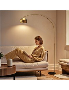 HOMCOM 180cm Arc Floor Lamp for Living Room, Modern Adjustable Standing Lamp with Foot Switch, Faux Black Marble Base and Bell S 2