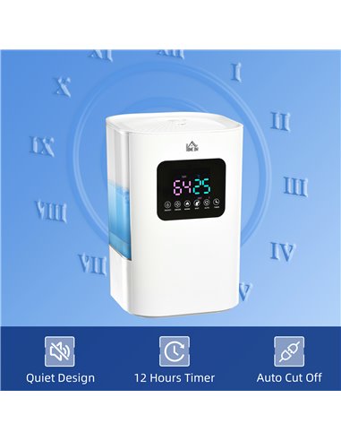 Homcom 6L Warm Cool Mist Air Humidifiers with Remote, LED Display, Quiet Operation, White