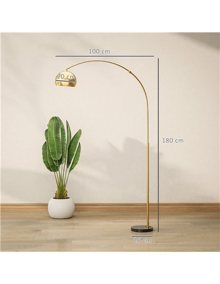 HOMCOM 180cm Arc Floor Lamp for Living Room, Modern Adjustable Standing Lamp with Foot Switch, Faux Black Marble Base and Bell S - pic 162410 | FastDaddyshop