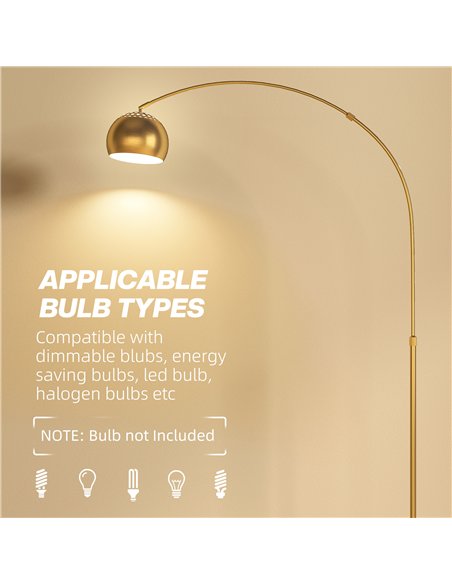 HOMCOM 180cm Arc Floor Lamp for Living Room, Modern Adjustable Standing Lamp with Foot Switch, Faux Black Marble Base and Bell S - pic 162413 | FastDaddyshop