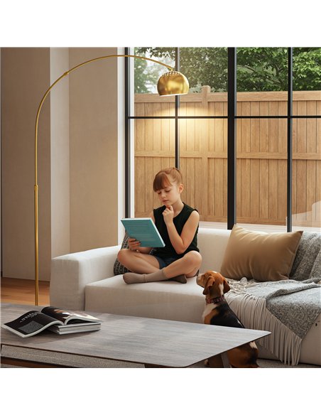 HOMCOM 180cm Arc Floor Lamp for Living Room, Modern Adjustable Standing Lamp with Foot Switch, Faux Black Marble Base and Bell S - pic 162415 | FastDaddyshop