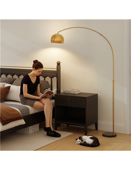 HOMCOM 180cm Arc Floor Lamp for Living Room, Modern Adjustable Standing Lamp with Foot Switch, Faux Black Marble Base and Bell S - pic 162416 | FastDaddyshop