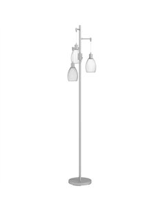 HOMCOM 3-Light Floor Lamp, 170cm Industrial Dimmable Standing Lamp with Steel Wire Cage Lampshades for Living Room, Bedroom, Din