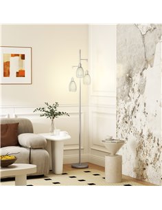 HOMCOM 3-Light Floor Lamp, 170cm Industrial Dimmable Standing Lamp with Steel Wire Cage Lampshades for Living Room, Bedroom, Din 2