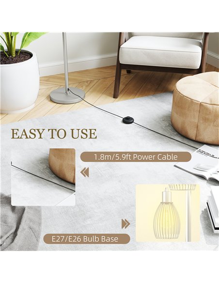 HOMCOM 3-Light Floor Lamp, 170cm Industrial Dimmable Standing Lamp with Steel Wire Cage Lampshades for Living Room, Bedroom, Din - pic 162422 | FastDaddyshop