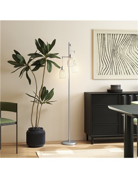 HOMCOM 3-Light Floor Lamp, 170cm Industrial Dimmable Standing Lamp with Steel Wire Cage Lampshades for Living Room, Bedroom, Din - pic 162424 | FastDaddyshop