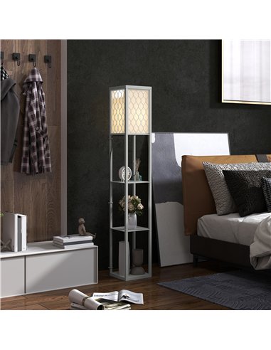HOMCOM Three-Shelf Standing Lamp - Grey/White
