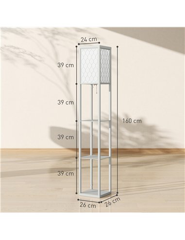 HOMCOM Three-Shelf Standing Lamp - Grey/White