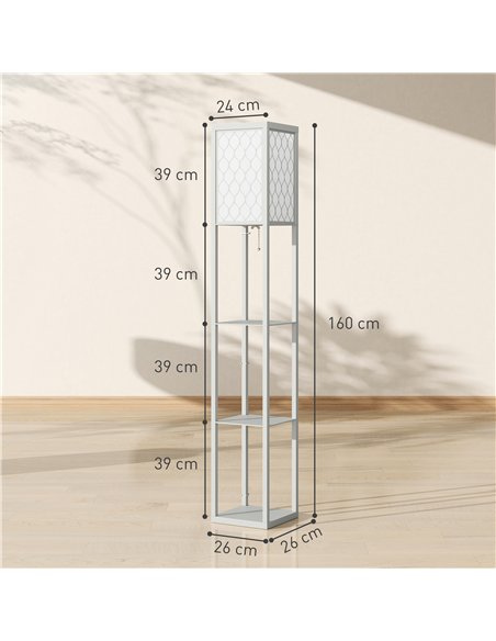 HOMCOM Three-Shelf Standing Lamp - Grey/White - pic 162428 | FastDaddyshop