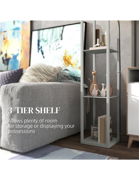 HOMCOM Three-Shelf Standing Lamp - Grey/White - pic 162431 | FastDaddyshop