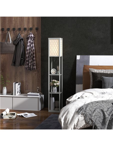HOMCOM Three-Shelf Standing Lamp - Grey/White - pic 162433 | FastDaddyshop