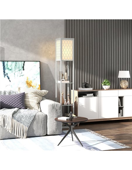 HOMCOM Three-Shelf Standing Lamp - Grey/White - pic 162434 | FastDaddyshop