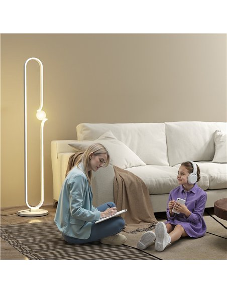 HOMCOM LED Floor Lamp, Dimmable Floor Standing Lamp with Glass Night Light, Foot Switch for Living Room, Bedroom, Office, White - pic 162436 | FastDaddyshop