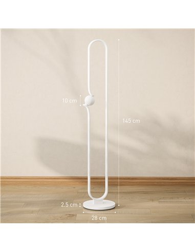 HOMCOM LED Floor Lamp, Dimmable Floor Standing Lamp with Glass Night Light, Foot Switch for Living Room, Bedroom, Office, White