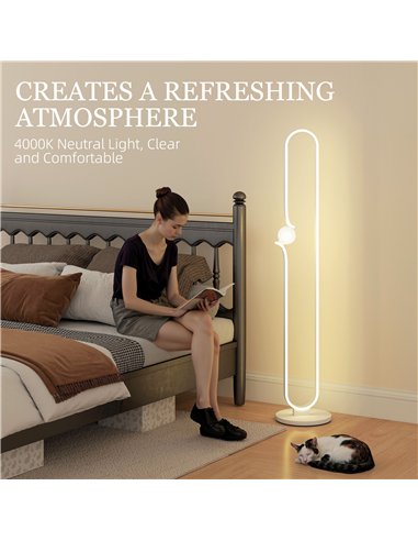 HOMCOM LED Floor Lamp, Dimmable Floor Standing Lamp with Glass Night Light, Foot Switch for Living Room, Bedroom, Office, White