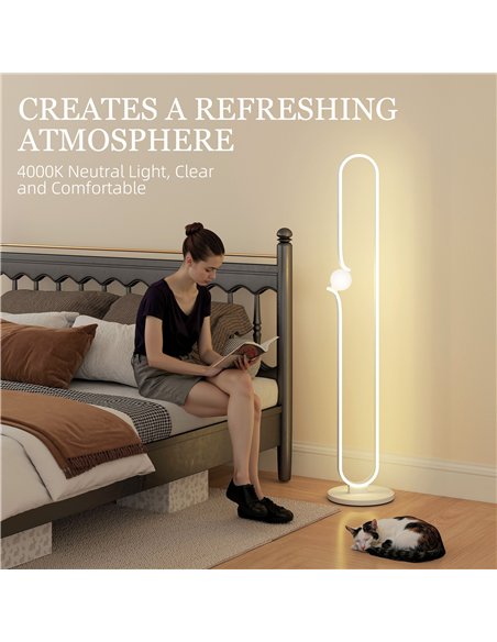 HOMCOM LED Floor Lamp, Dimmable Floor Standing Lamp with Glass Night Light, Foot Switch for Living Room, Bedroom, Office, White - pic 162439 | FastDaddyshop