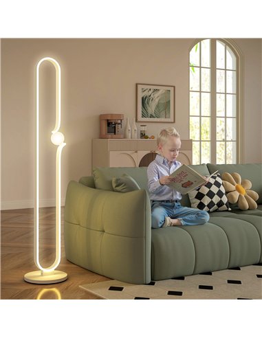 HOMCOM LED Floor Lamp, Dimmable Floor Standing Lamp with Glass Night Light, Foot Switch for Living Room, Bedroom, Office, White