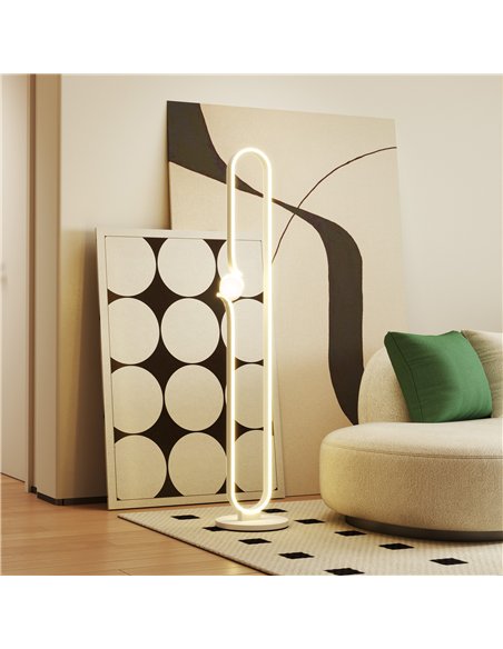 HOMCOM LED Floor Lamp, Dimmable Floor Standing Lamp with Glass Night Light, Foot Switch for Living Room, Bedroom, Office, White - pic 162442 | FastDaddyshop