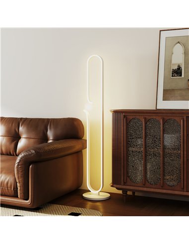 HOMCOM LED Floor Lamp, Dimmable Floor Standing Lamp with Glass Night Light, Foot Switch for Living Room, Bedroom, Office, White