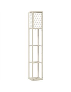HOMCOM Three-Shelf Standing Lamp - Oak/White